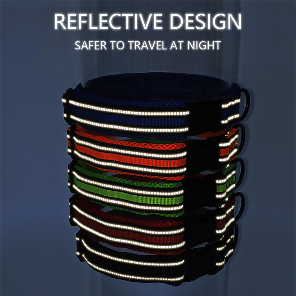 Personalized Reflective Dog Collar,Free Custom Engraved ID Tag Anti-Lost Dog Collar Polyester Mesh Comfortable Soft Pet Supplies
