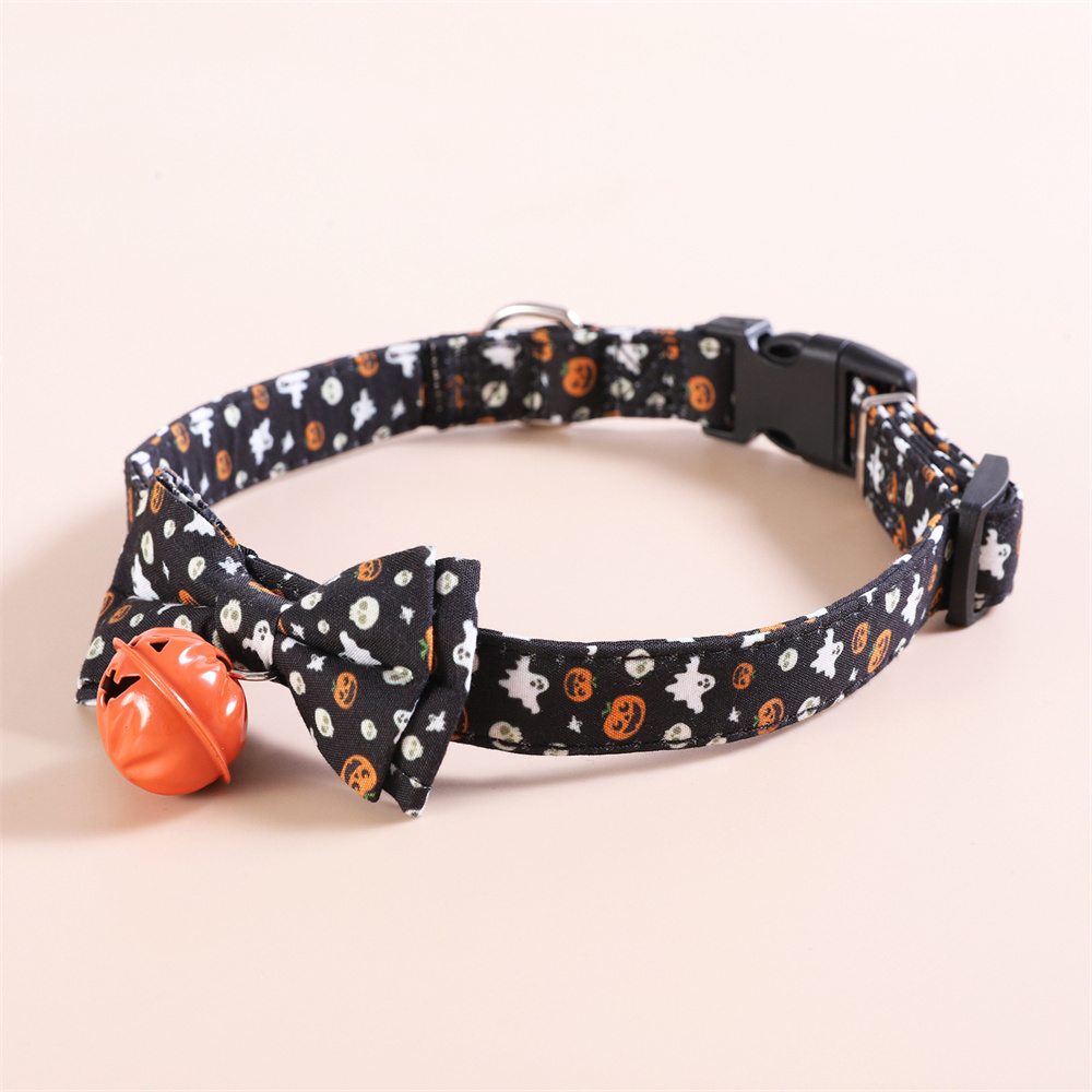 Halloween Dog Collar with Bows,Male or Female Puppy Dog Collar Halloween Collar with Removable Bows and Bell Adjustable Collars
