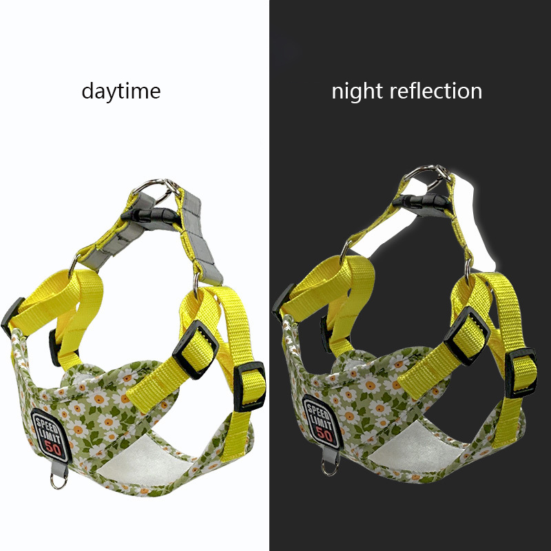 Pet Harnesses Fashion Printed Nylon Dog Harness Vest Reflective Dog Harness Leash Set for Small Medium Dogs Cats French Bulldog