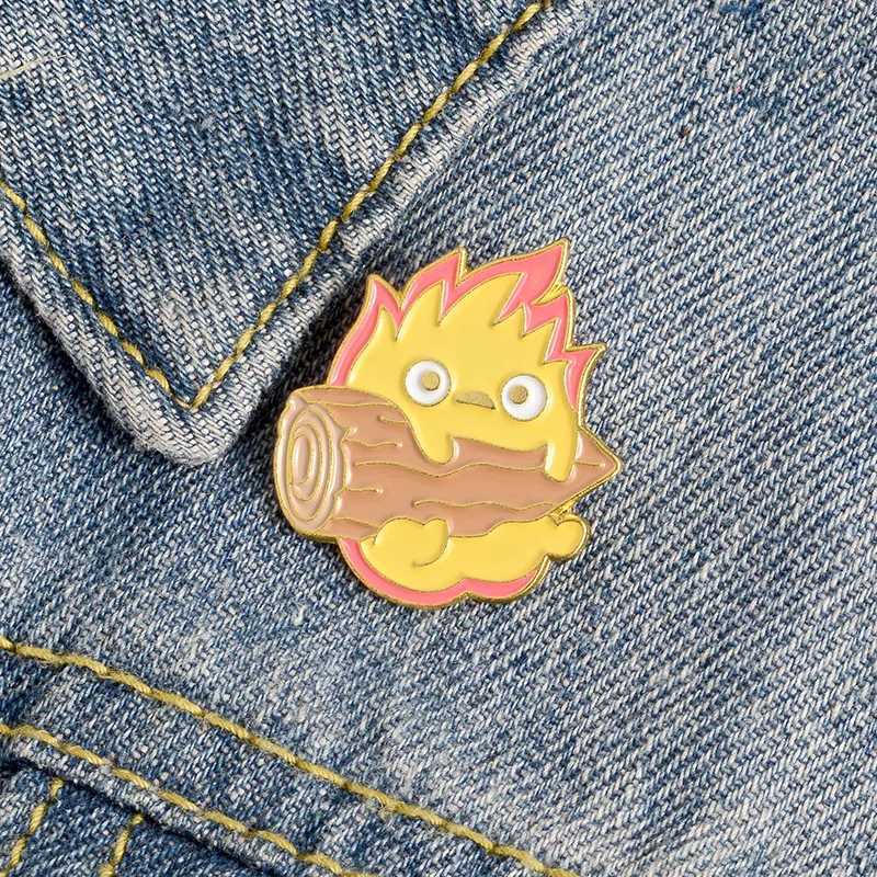 Japanese Anime Brooches Fire Elf Badge for Bag Calcifer Enamel Pin Custom Lapel Pin Buckle Howl Jewelry Gift for FriendsX240914