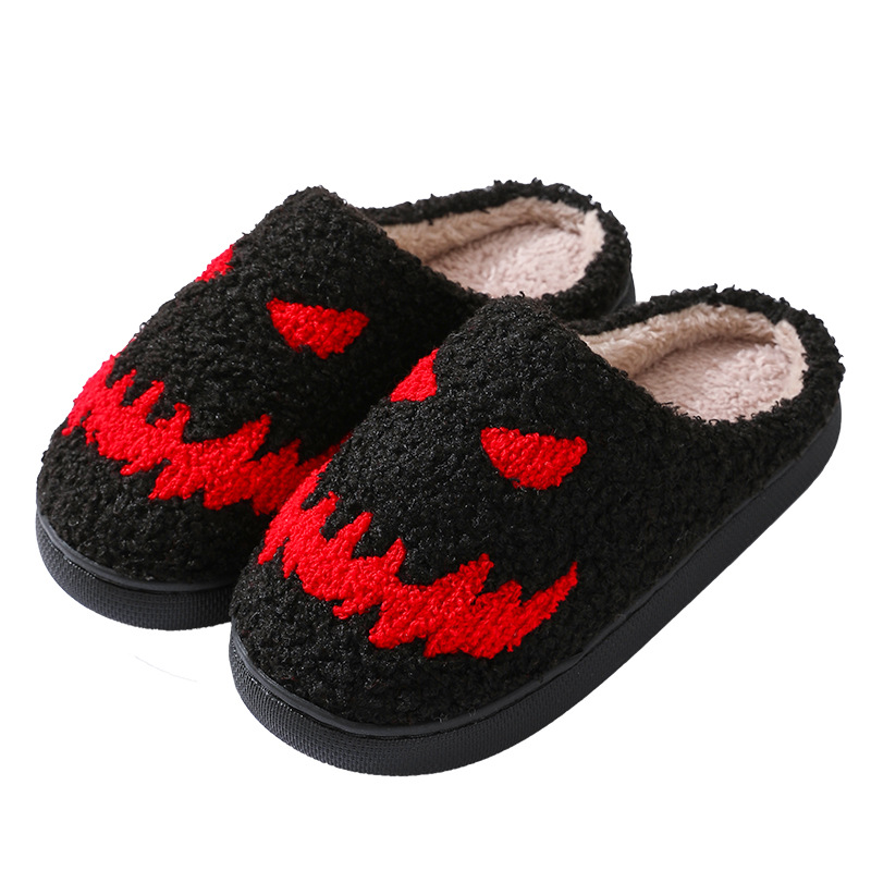 Ghost Face Slippers Halloween Cotton Slippers Men Flat Soft Plush Cozy Indoor Fuzzy Women Couple House Floor Slides Funny Shoes