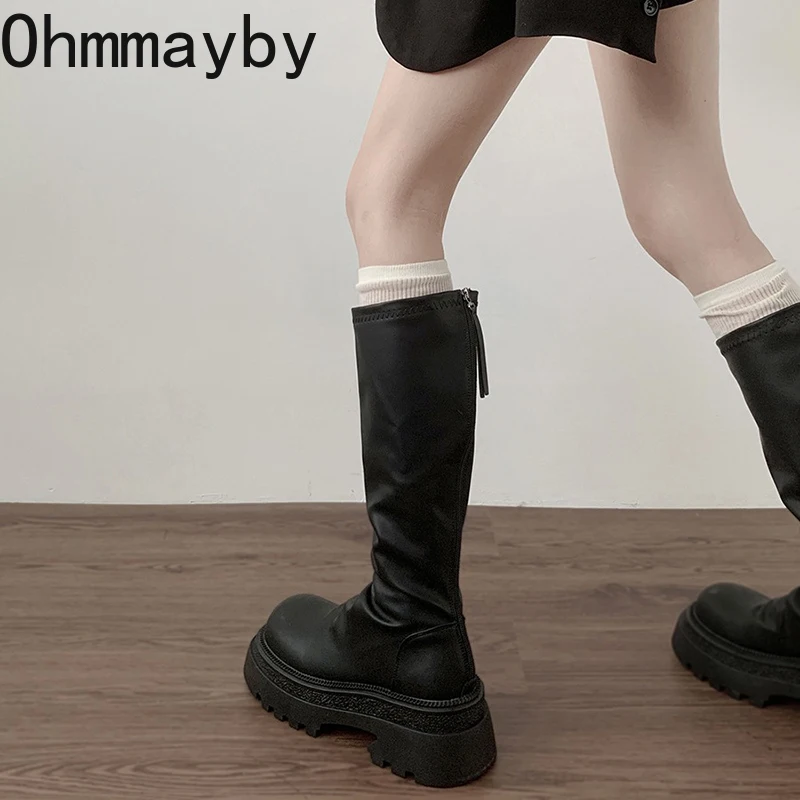 Women Chunky Knee High Fashion Back Zippers Knight Long Boots Platform Heels Autumn Winter Ladies Shoes ea6f