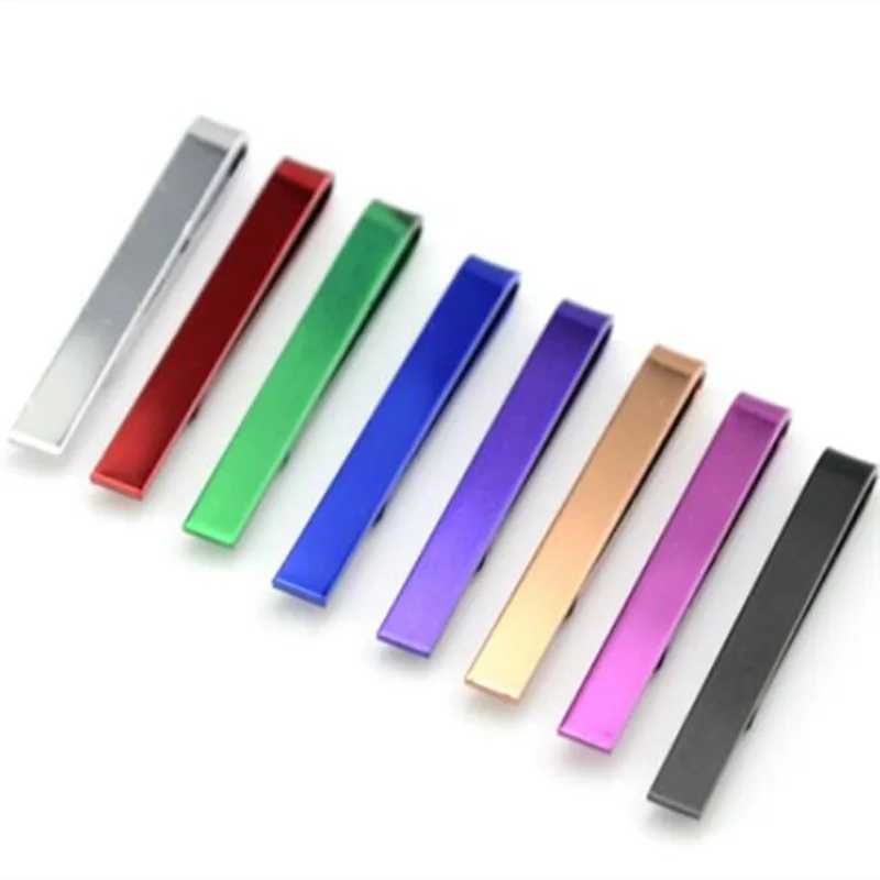 Simple Colorful Copper tie clip Mens RED/CHAMPANGE/BLACK/GREEN/BLUE/PURPLE Metal tie clasp 43x5mm one piece y1517X240914