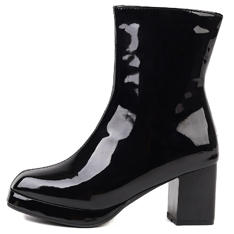 Ankle Elegant Women Winter 2022 Block Heels Red Black White Green Short Shoes Girls Boots Large Size 48 3a78