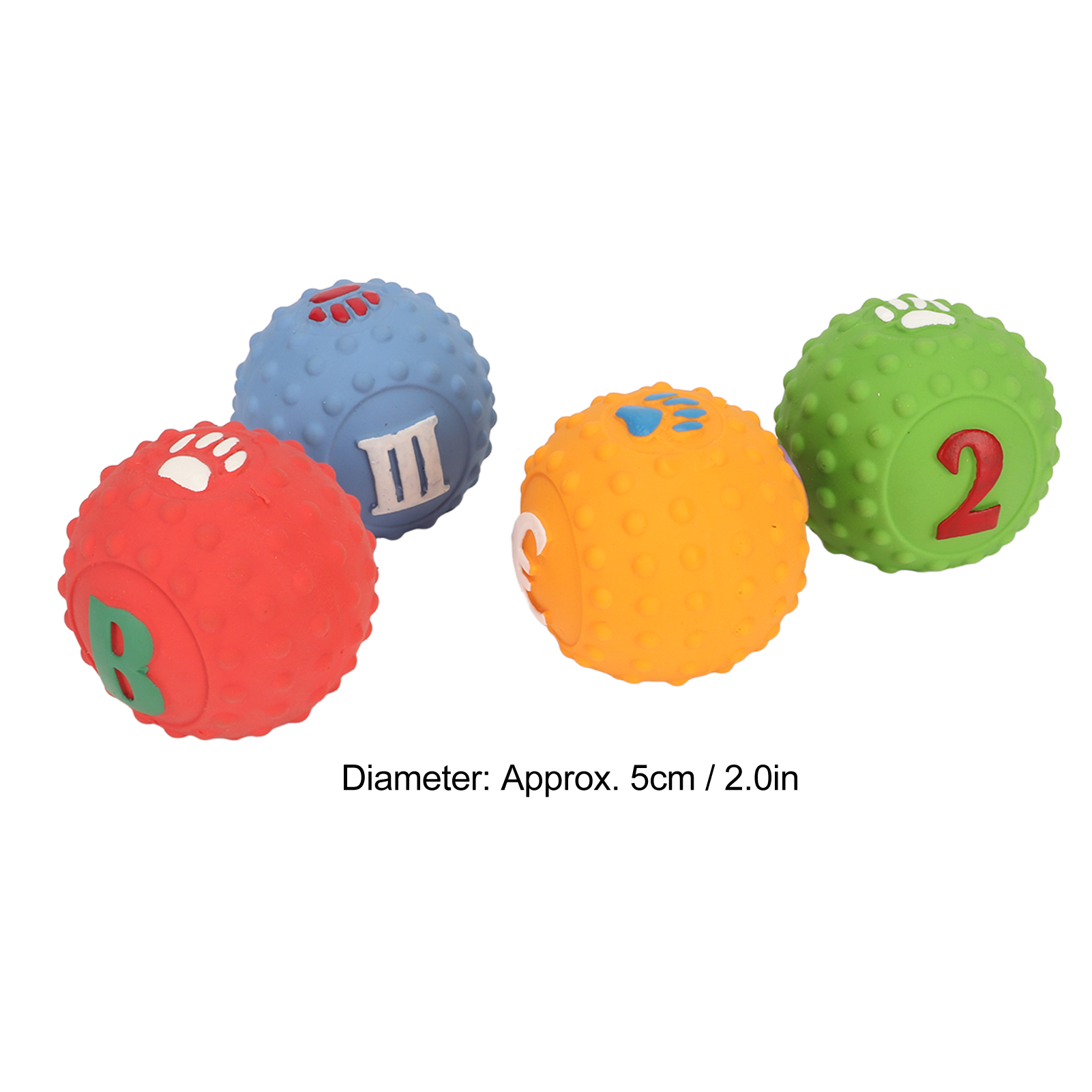 Latex Dog Ball Toy Squeaky Interactive Soft Puppy Chewing Fetching Toy With Fun Pattern For Small Medium Pet 4pcs
