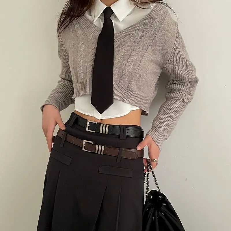 Belt female senior sense retro simple ins style Korean with jeans belt 2023 new decorative fashion beltX240914