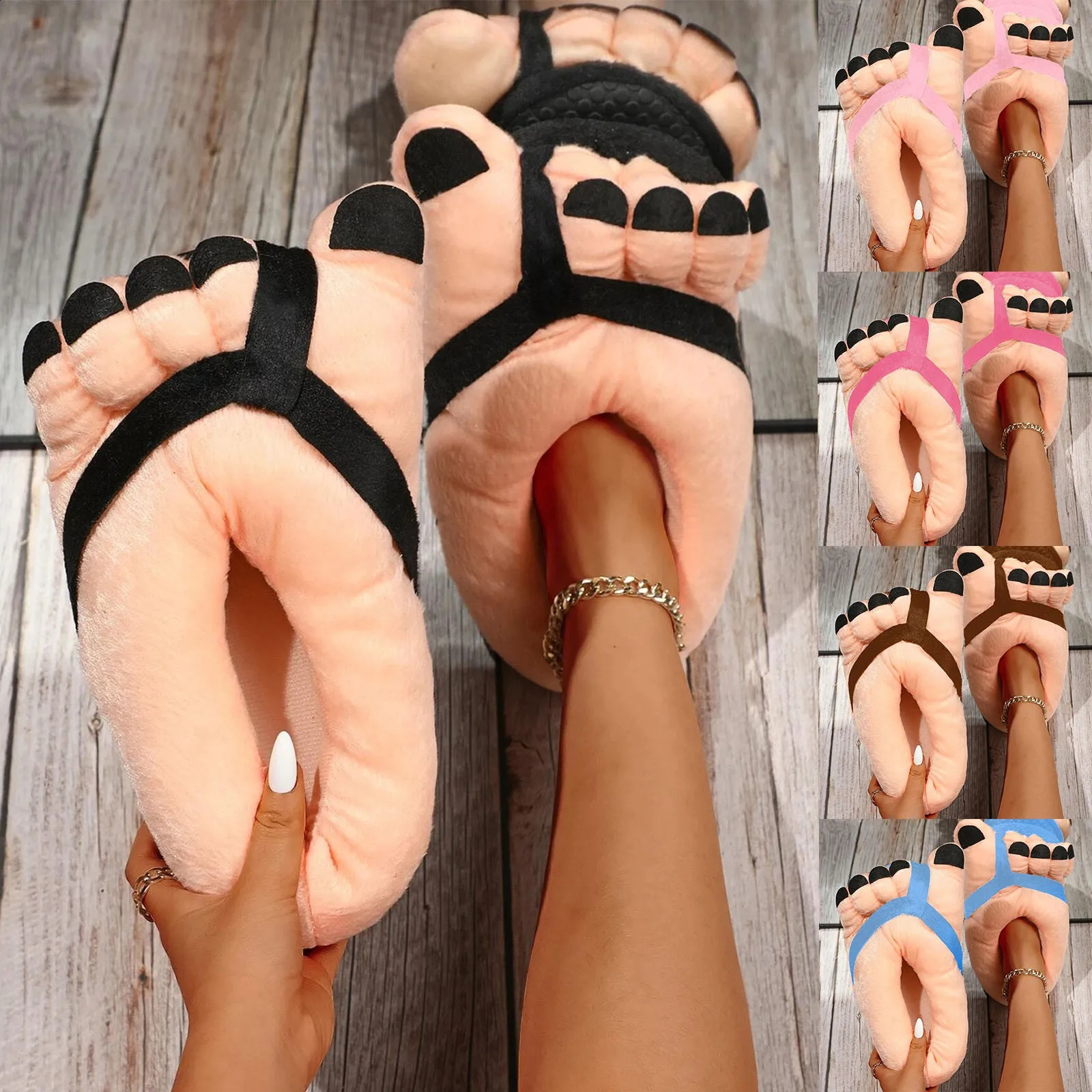Funny Feet Claws Comfortable Plush Slippers Indoor Home Increase Women Cute Winter Warm Cotton Slider Five Finger Cosplay Shoes 240914