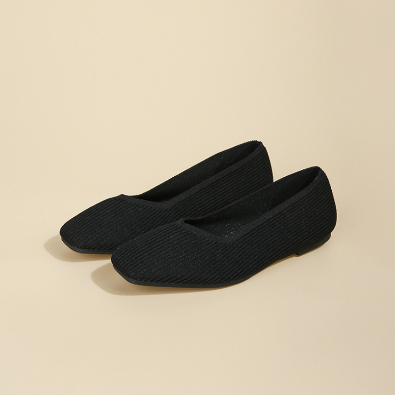 Spring 2024 New Flat Solid Color Shallow Shoes Women's Knitted Comfort Female Ballet Flats Casual Shoes Women Zapatos De Mujer