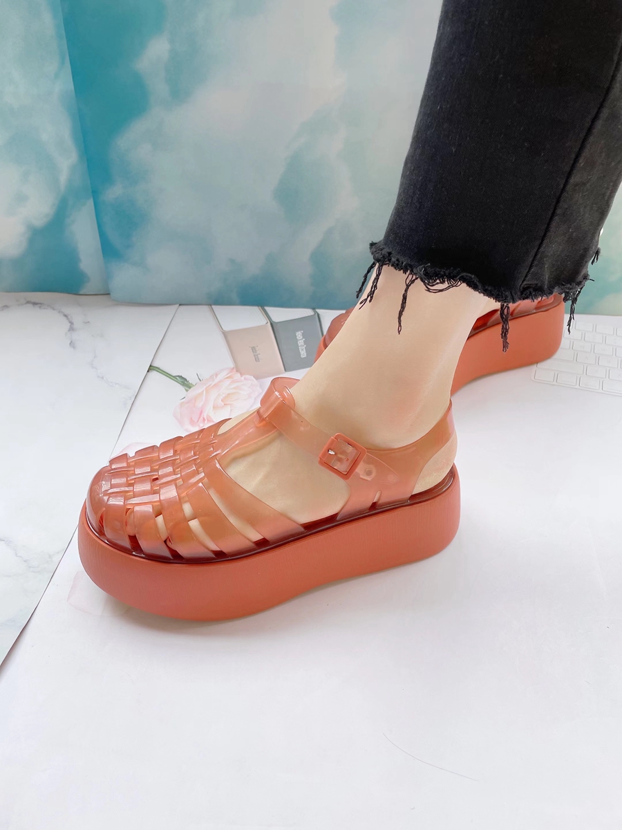2025 Summer Sandals Ladies Thick Sole Sandals Women's Platform Roma Jelly Shoes Fashion Adult Woven Beach Sandals Women Shoes