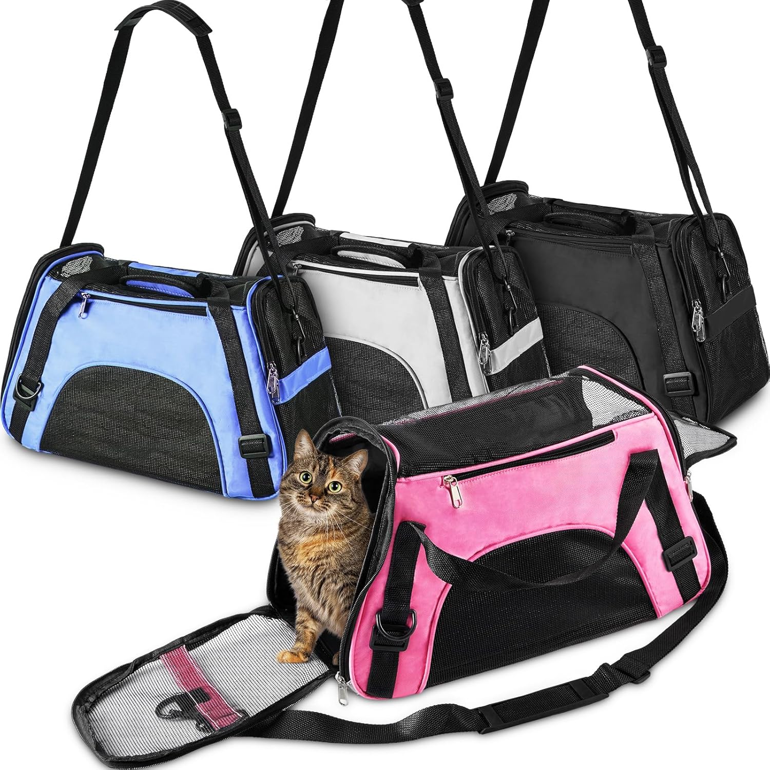 Cat Bag Four Side Breathable Mesh Pet Bag Easy to Carry Shoulder Travel Bag Crossbody Handbag Car Cat Bag