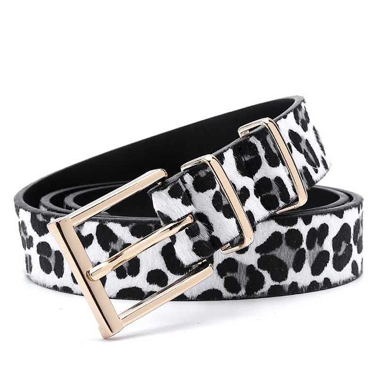 Simplicity Women Belt with Leopard PatternRose Gold Metal Buckle Brand Designer Girls Jeans Decoration Fashion Lady BeltsX240914