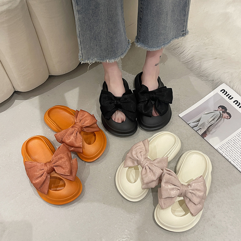 20222 New Summer Women Soft Sole Slides Shoes Fashion Outdoor Walking Bow-knot Sandals Female Home Light Breathable Sandalias