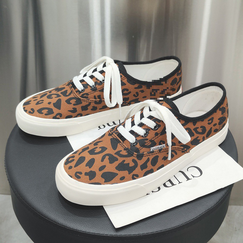 2025 new Size JOZHAMTA 35-44 Women Flats Sneakers Ins Fashion Leopard Low Heels Summer Shoes 2025 Lace-Up Tennis Athletic Daily Dress 7478