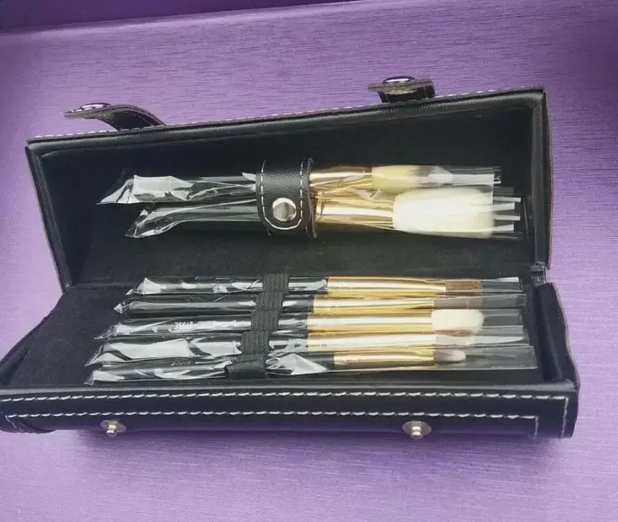9-piece brown professional makeup brush set 240913