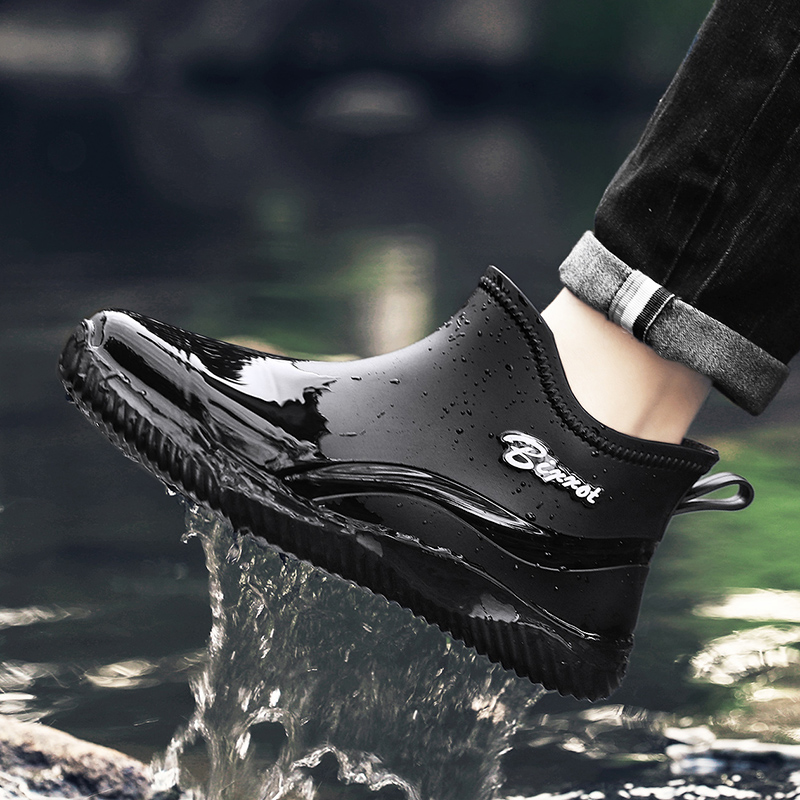 Brand Mens Rain Boots Chef Shoes Fishing Shoes Casual Waterproof Comfortable Shoes Trend Non-slip Strong Wear-resistant Boots