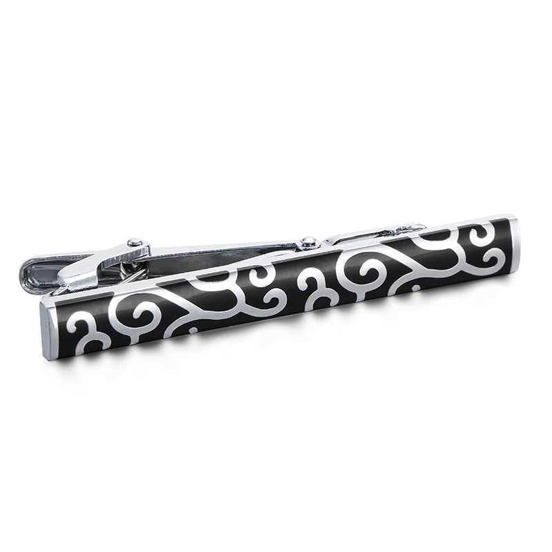 High quality auspicious flower tie clip for mens wedding shirts gentlemens tie accessories brass material brand tie black clipX240914