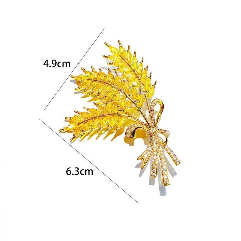 Trendy Rhinestone Wheat Brooches For Women Suit Sweater Lapel Pins Luxury Banquet Jewelry Accessories Office Party GiftsX240914