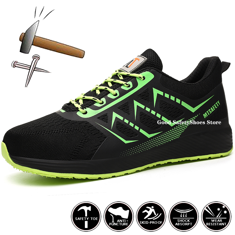 Sneakers Breathable Sport Lightweight Puncture-Proof Work Men Women Steel Toe Shoes Safety Boots e09e