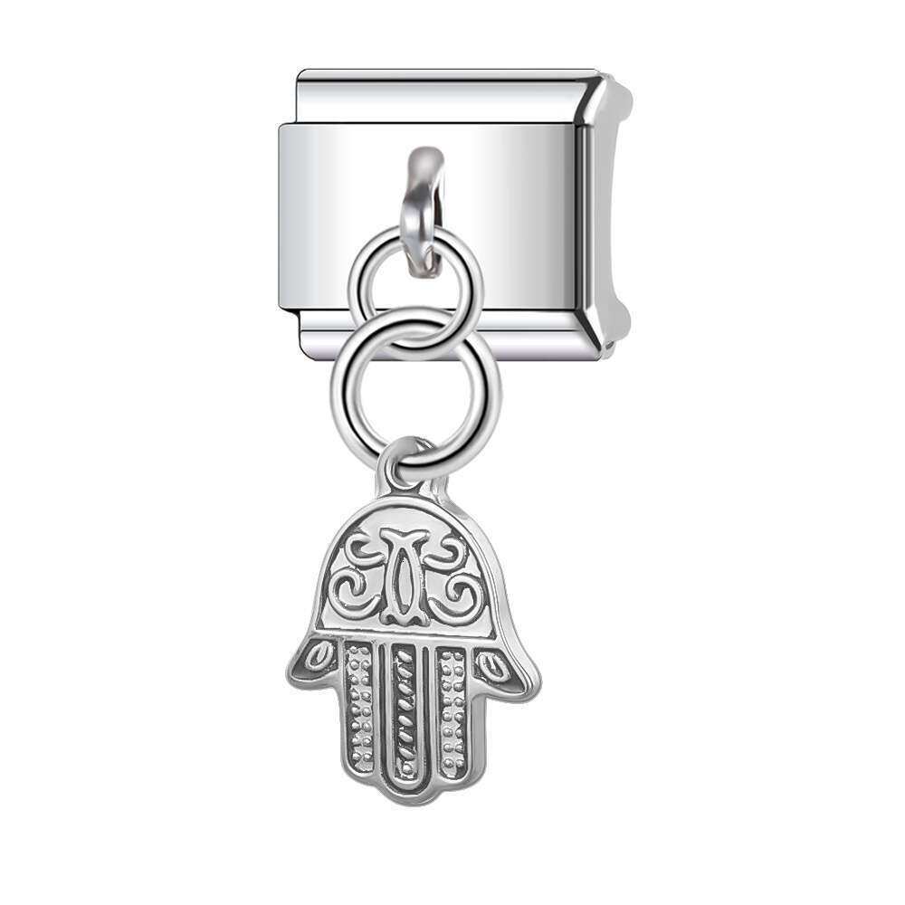 New Women's Gift shine stars pendant Bead Italian Charms Links Bangle Beads Fit 9mm Stainless Steel Bracelet Making DIY For Women Fashion Jewelry