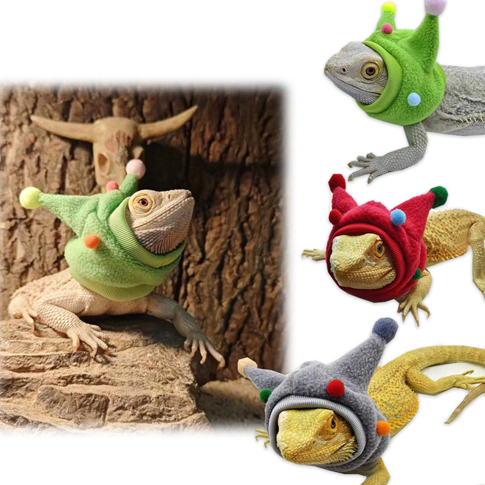 Lizards Halloween Hat, Bearded Dragon Fleece Horned Hat Lizard Hat Scarf Costume, Reptiles Hoodies Clothes For Geckos