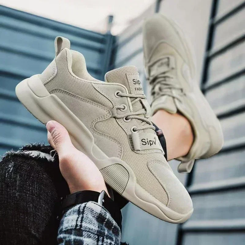 Men's Shoes Breathable Mesh Comfort Men Sports Shoes Lightweight Casual Lace Up Running Man Shoes Sneakers Thick Soled