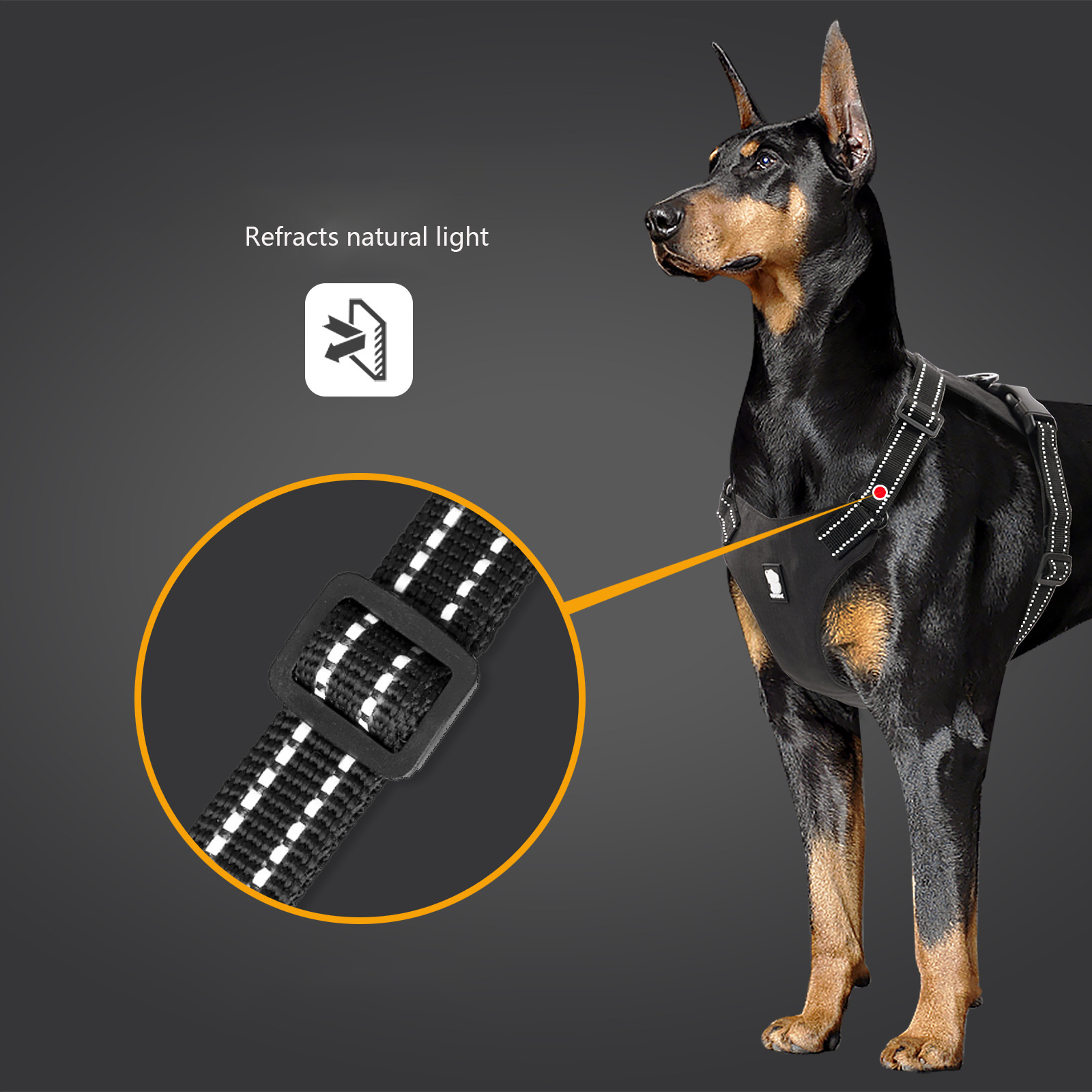 Large Dog Harness Reflective Adjustable Lightweight Pet Dog Harness Comfortable Dog Harness Suitable for Large and Medium- Dogs