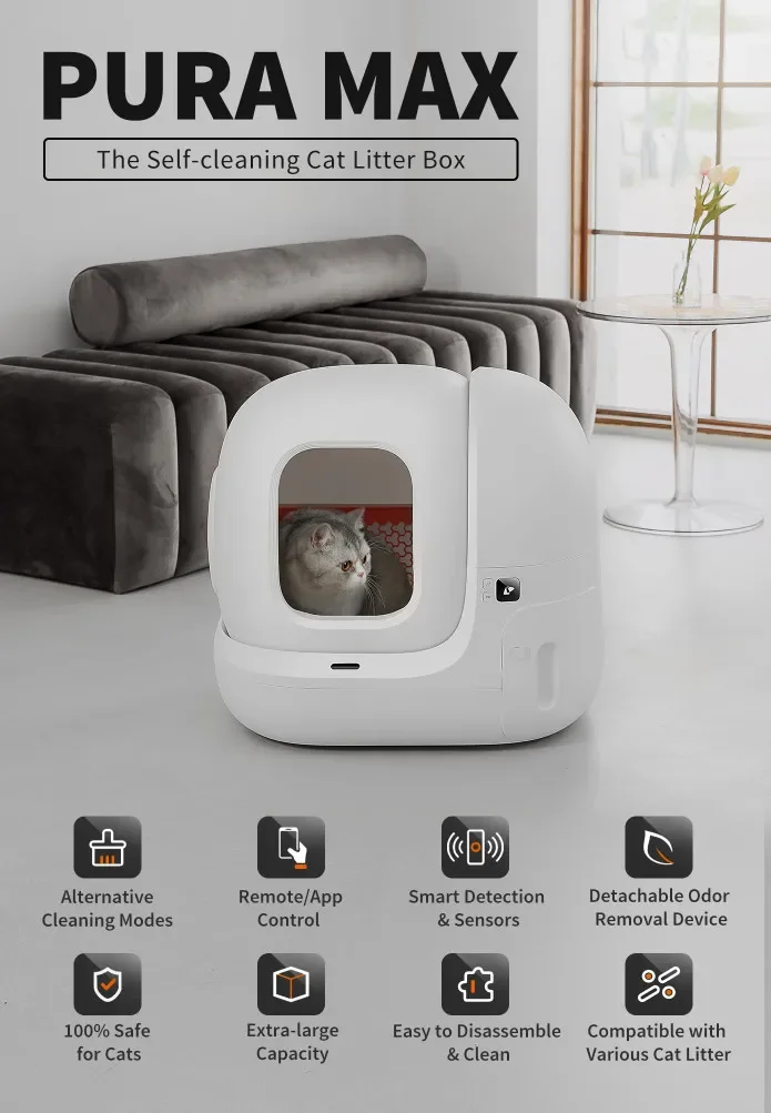 White Intelligent Automatic Cat Toilet Wifi Smart Pet Cat Toilet Automatic Cat Lit-ter Box