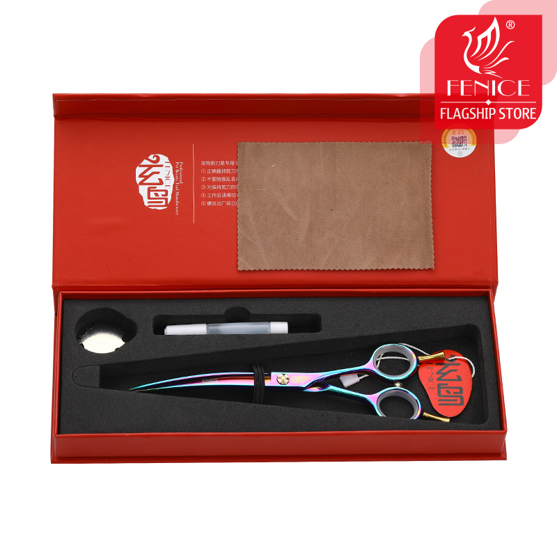 Fenice 6.5 inch professional curved scissors for dog grooming scissors pet scissors shears makas tijeras