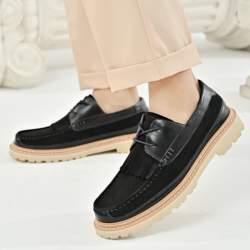 STRONGSHEN Men's Tassel Leather Shoes High Quality Retro Formal Oxfords Footwear Loafers Driving Party Dating Business Work Shoe