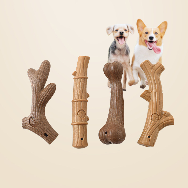 Dog Chew Toys Wood Fiber Bone Antler Shape Molar Teeth Clean Stick Puppy Interactive Training Toy Durability Pet Supplies