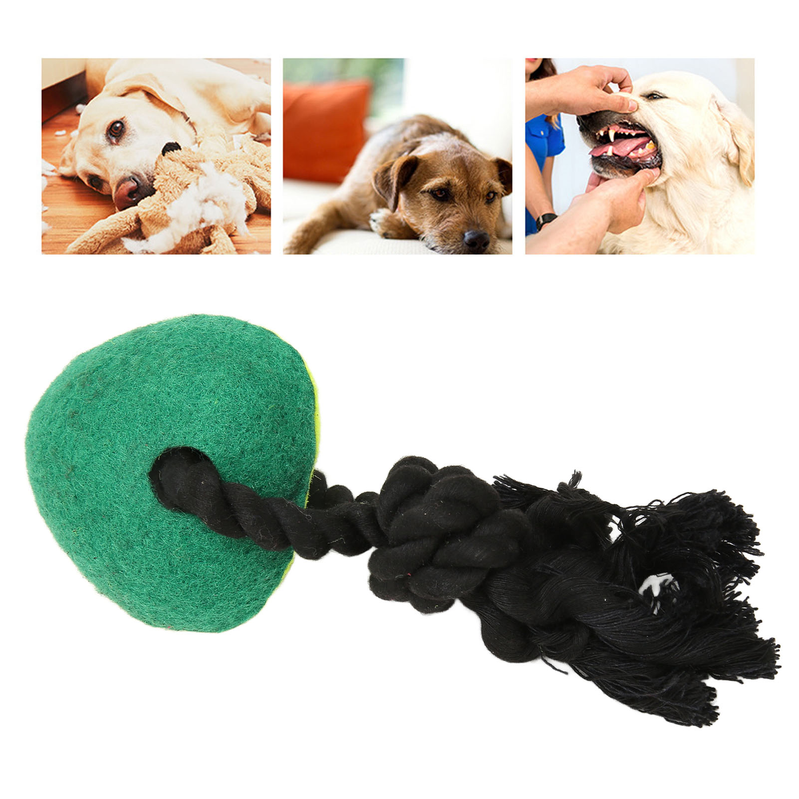 Dog Rope Chew Toys Heart Shaped Felt Interactive Fun Teeth Cleaning Squeaky Pet Teething Chew Toy
