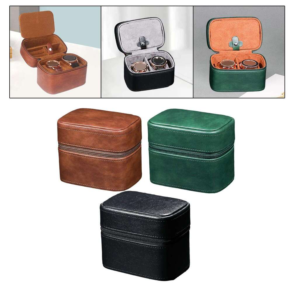 Jewelry Organizer Premium Zipper Closure Bracelet Holder Box Container Watch Travel Case For 2 Watches
