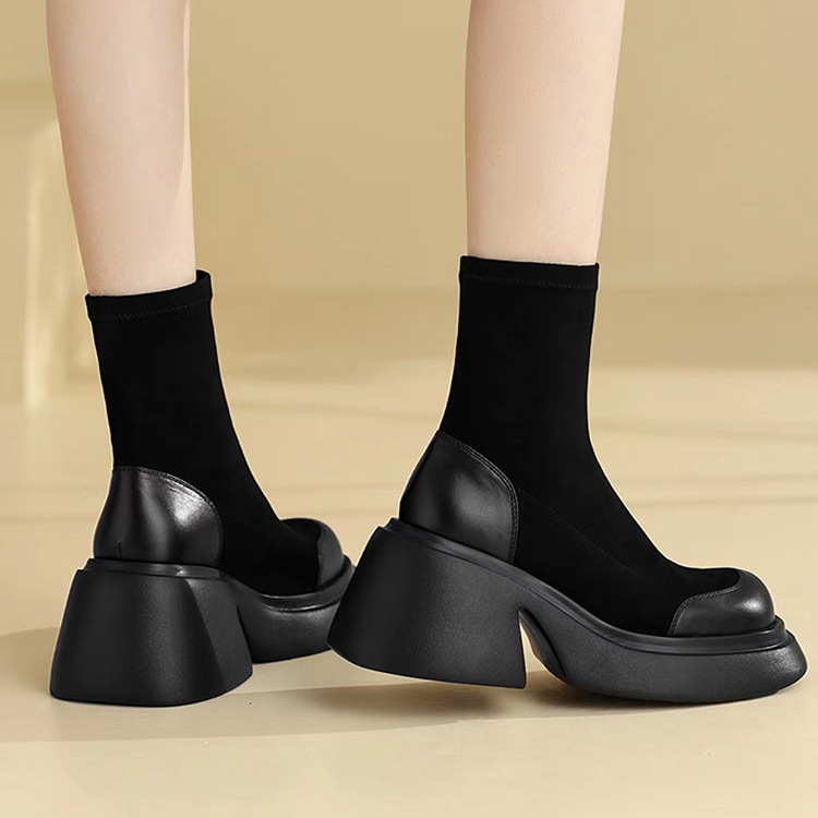 Round Toe Boots Women New 2022 Shoes Flat Heel Luxury Designer Med Autumn Ladies Ankle Lolita Fashion Lace-Up Basic PU Fabric R