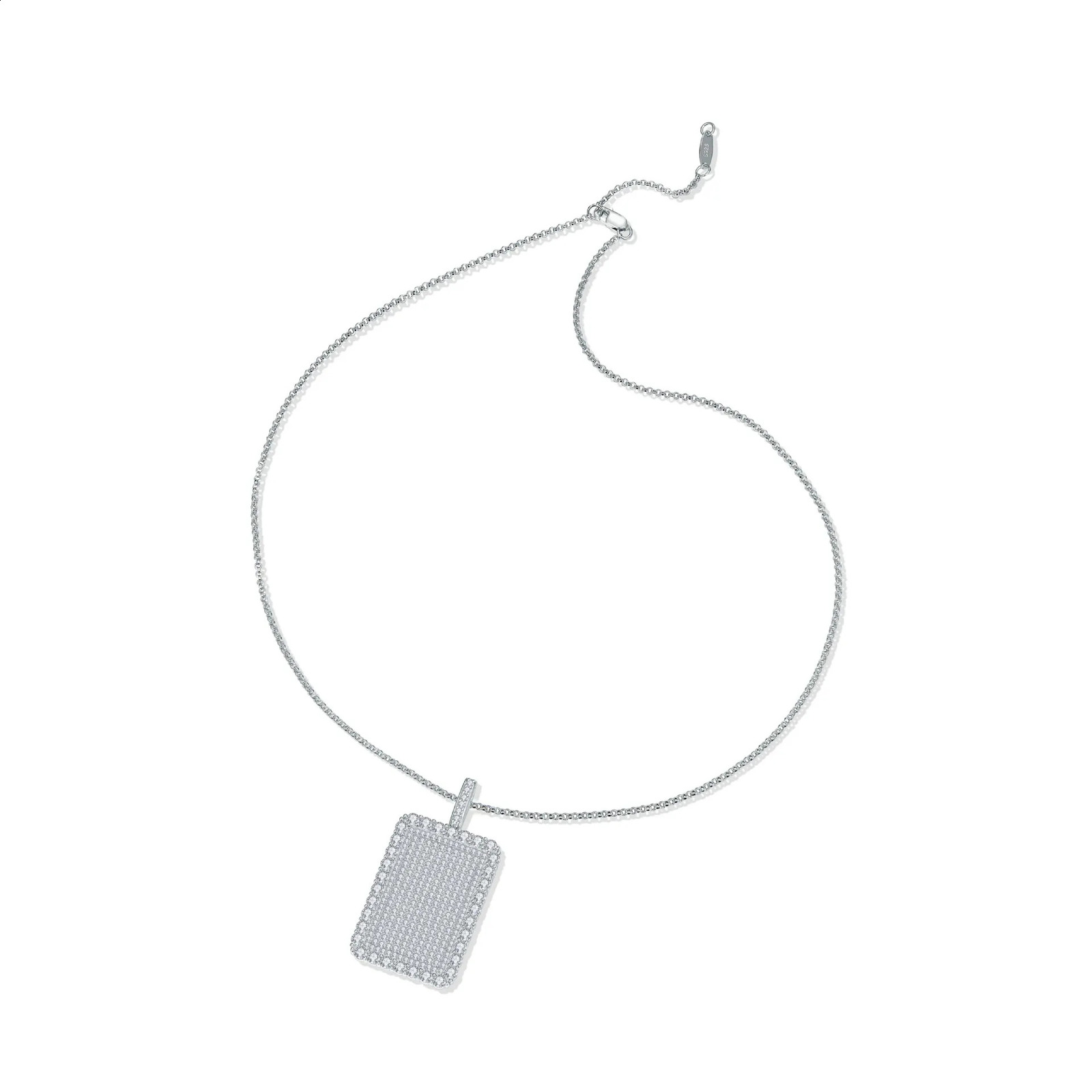 Rectangular fully covered pendant S925 silver with Moissanite hiphop style all necklace boys jewelry 240912