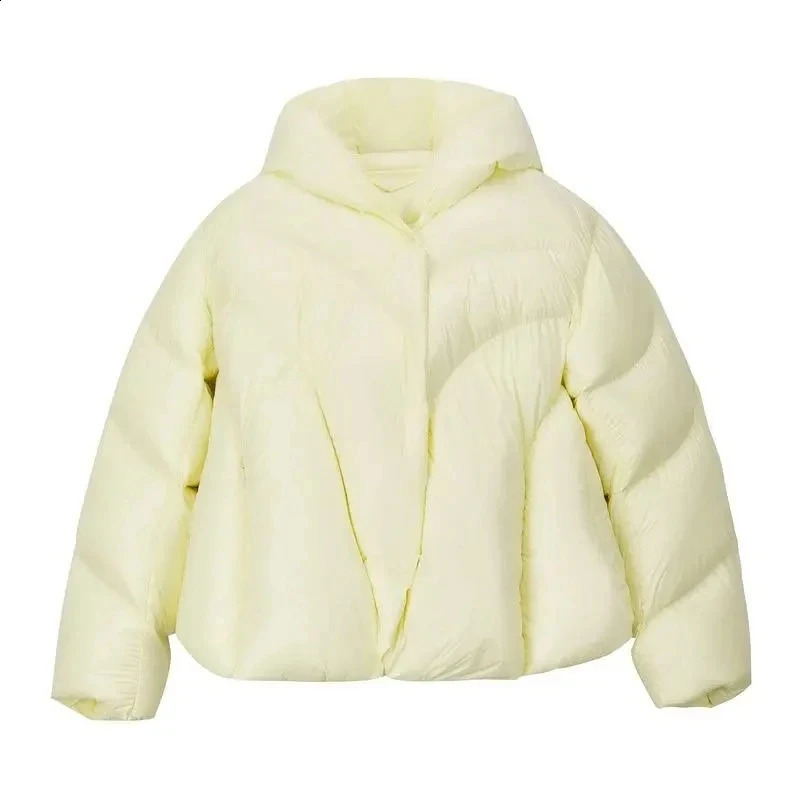 Lagabogy Autumn/Winter Womens Ultra Light Solid Color Down Jacket Womens Loose Short Casual Thin Single Chest Inflatable Jacket 240913