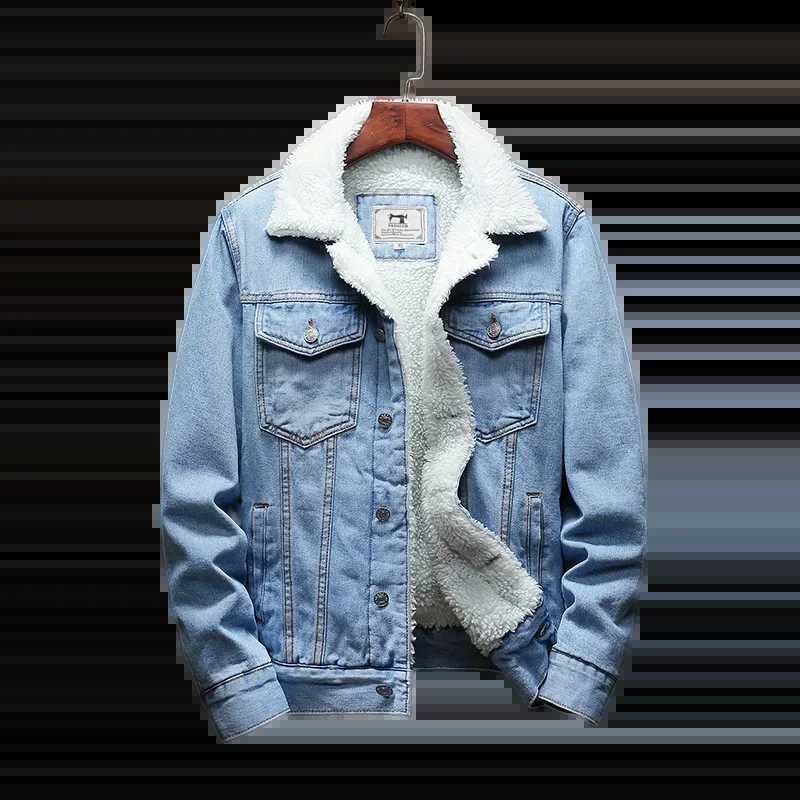 Autumn and winter new denim jacket mens thick jacket loose and loose cotton casual denim clothing W240914