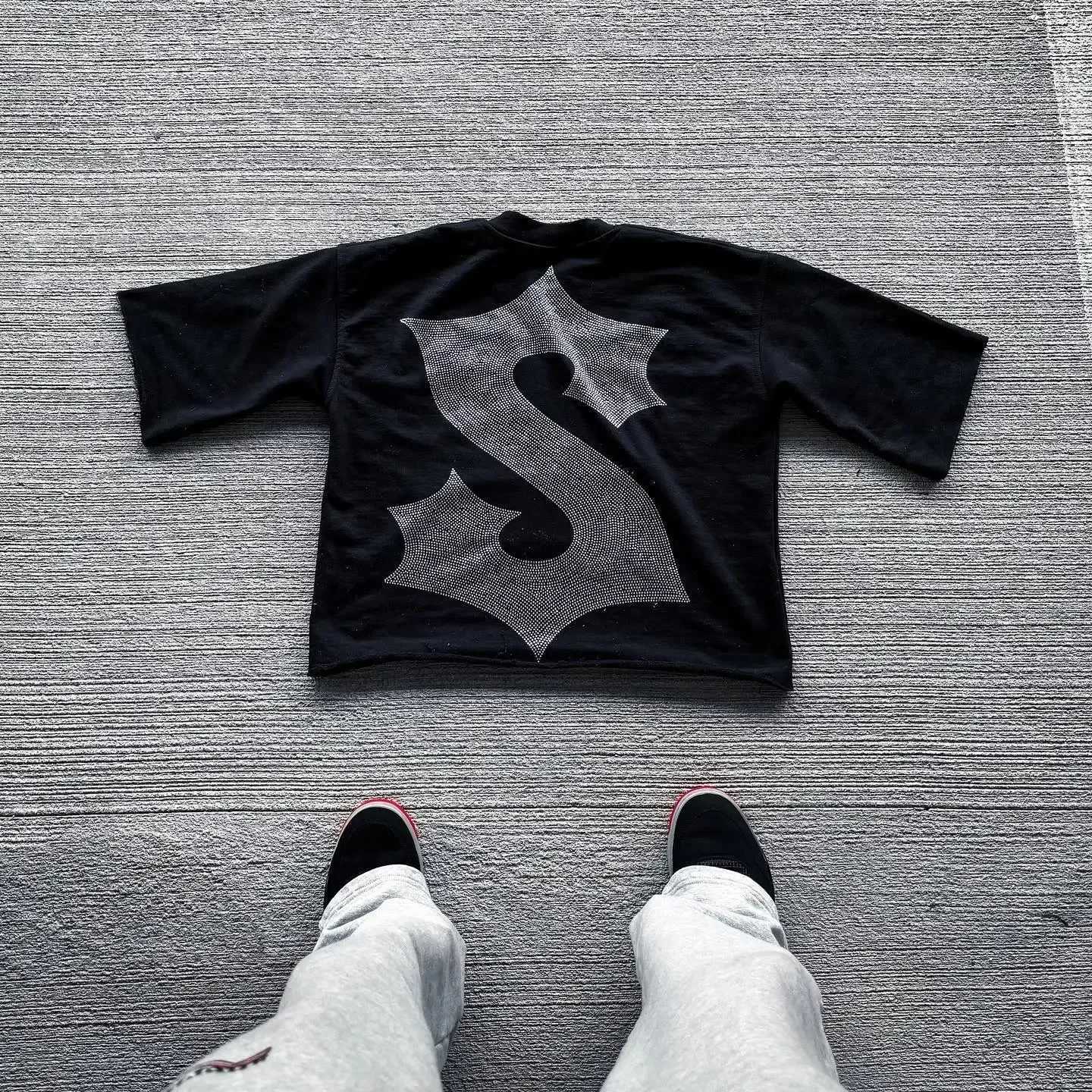 2024 summer new streetwear unisex retro cross pattern X T-shirt Gothic casual 100% pure cotton short sleeved top CL240913