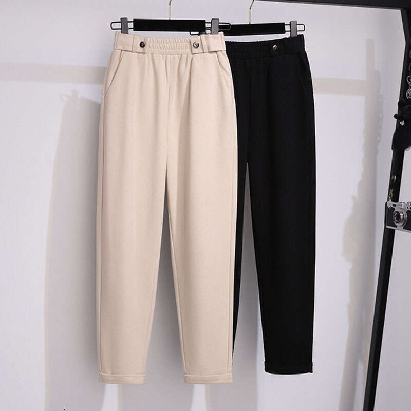 155Kg Plus Size Women's Autumn Woolen Trousers 5Xl 6Xl 7Xl 8Xl 9Xl 10Xl High Waist Thin Radish Casual Harem Pants Women