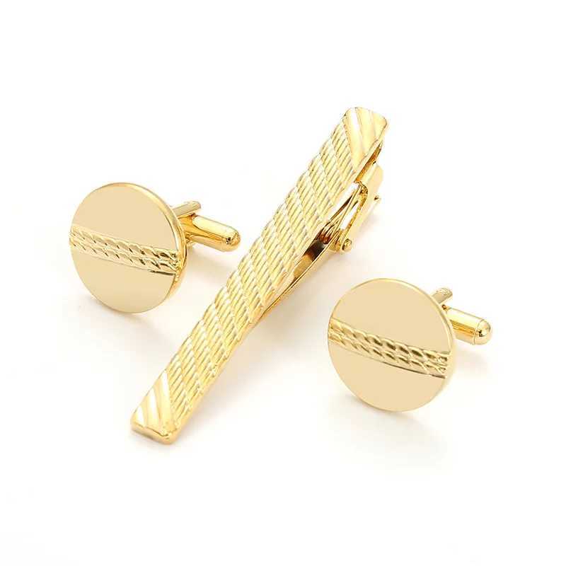 Gold Colour Luxury A Suit Of Cufflinks Tie Clip Custom Mens Shirt Cuff Button Formal Dress Bridegroom Wedding Creative GiftsX240914