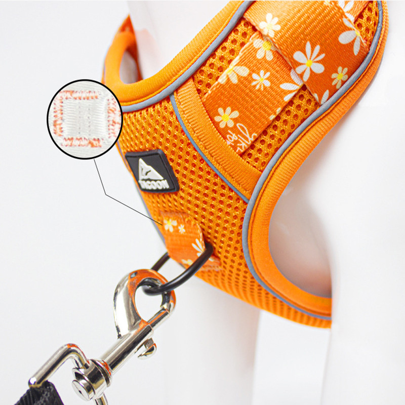 Reflective Pet Harness Adjustable Exquisite Printed Dog Harnesses Mesh Breathable for Small Medium and Large Dogs Outdoor Travel
