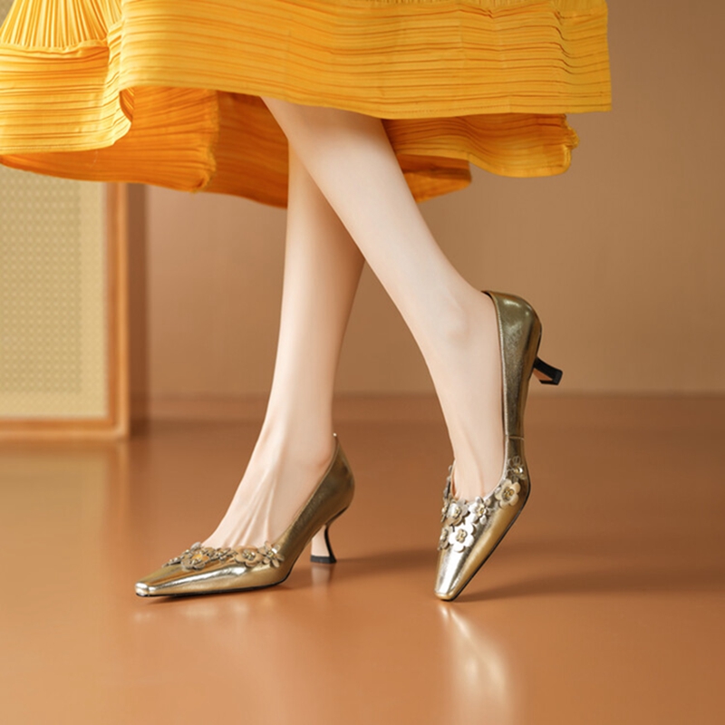 2025 new Spring/Summer NEW Pumps Pointed Toe Thin Heel Split Leather for Women Elegant wer High Heels Handmade Shoes ddff s