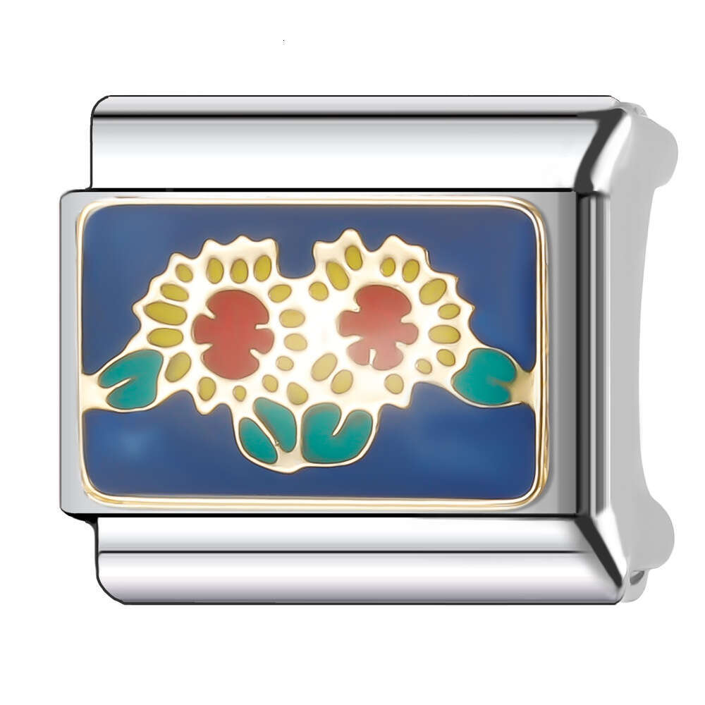 New Women's Gift Colorful flowers Bead Italian Charms Links Bangle Beads Fit 9mm Stainless Steel Bracelet Making DIY For Women Fashion Jewelry