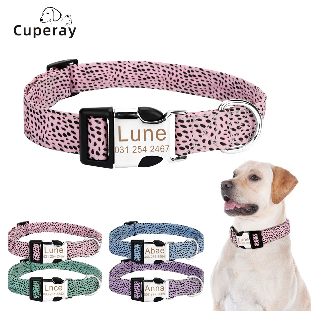 Dog Collar Small Medium Large Dogs,Adjustable Soft Puppy Collars with Name Engraved Metal Buckle Custom Dog Collar Personalized