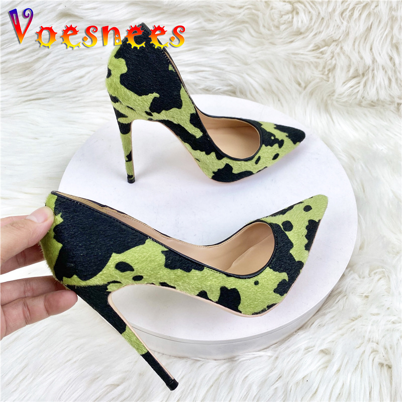 Sexy Women Camo Single Shoes 12Cm Autumn New Pointy Toe High Heels Fashion Party Dress Stiletto Pumps New Plus Size Career Work Shoe