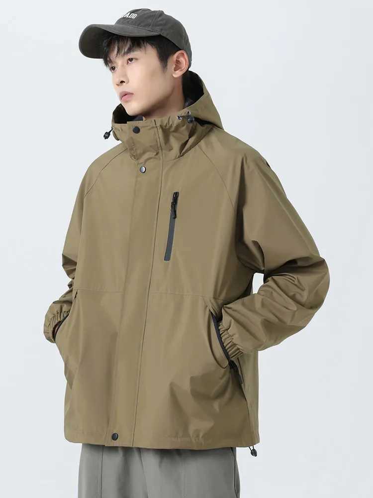 2024 Autumn New Mens Casual Jacket Korean Fashion Outdoor Waterproof Hooded Winbreaker Loose Jacket Plus Size 6XL 7XL 8XL W240914