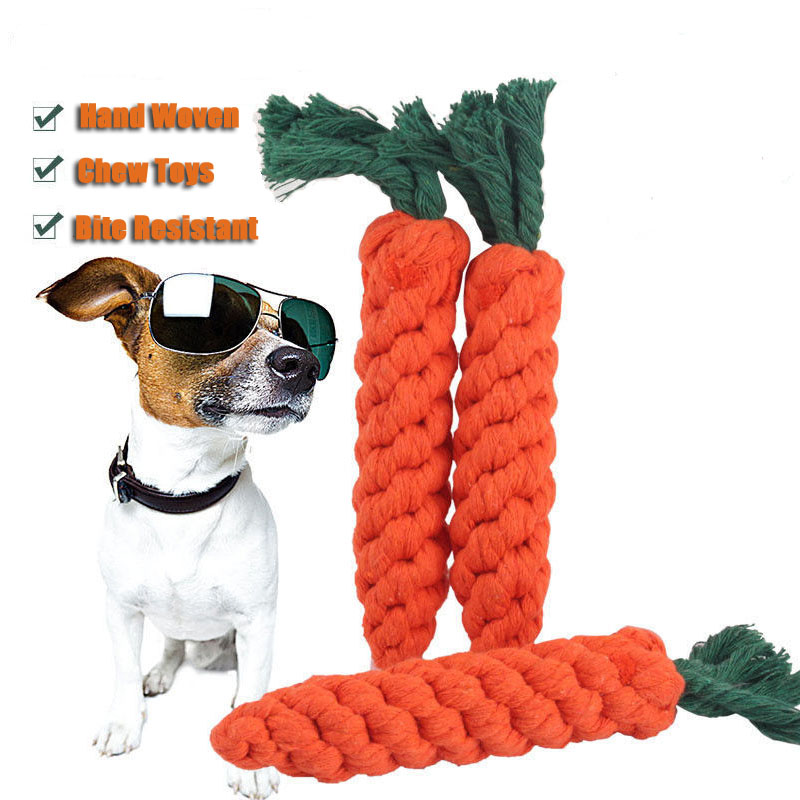 Pet Dog Toys Hand Wovencarrot Shape Cotton Rope Toy Puppy Molar Cleaning Teeth Bite Resistant Chew Toys Pet Accessories Supplies