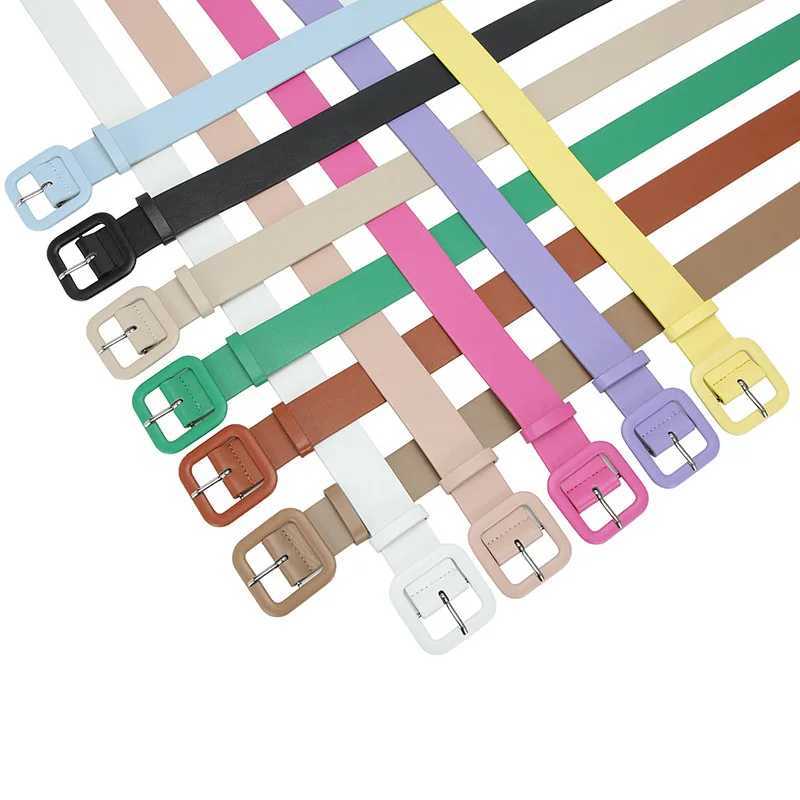 11-color new fashion Korean version of the Lady Belt Square Buckle candy chic style simple and versatile jeans dress beltX240914