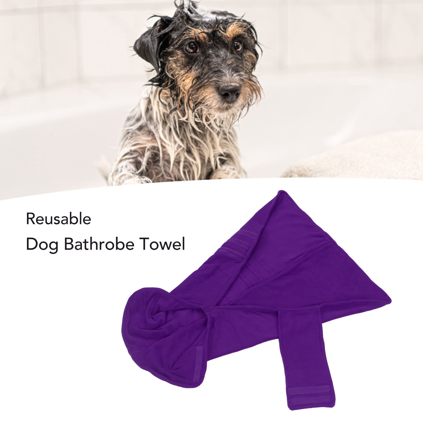 Dog Bathrobe Towel Fast Drying Absorbent Reusable Soft Pet Robe Coat For Taking Shower