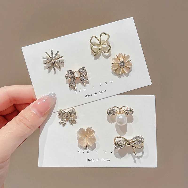 Fashion Brooch Flower Bow Brooches For Women Metal Anti-glare Lapel Pin Fixed Clothes Pins Sweater Coat Clothing AccessoriesX240914