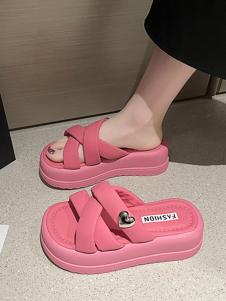 Shoes High-Heeled Lady Women Summer Slides Platform Fashion Pantofle Flat 2023 Soft Rome PU Rubber Slippers Wome dh5885370